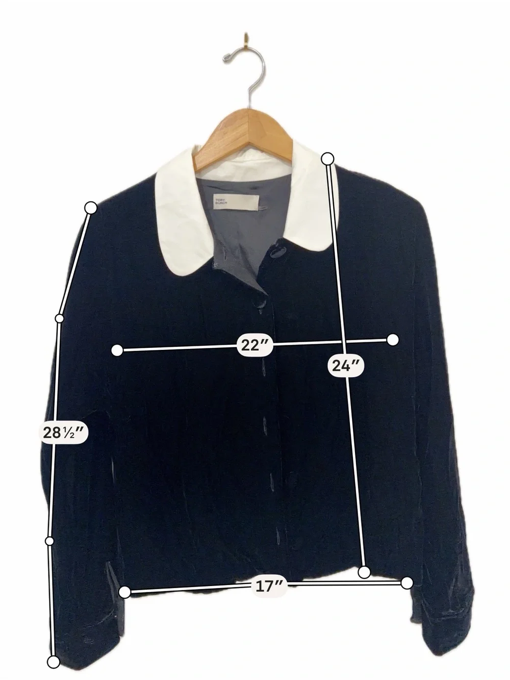 Tory Burch Black Jacket with White Collar